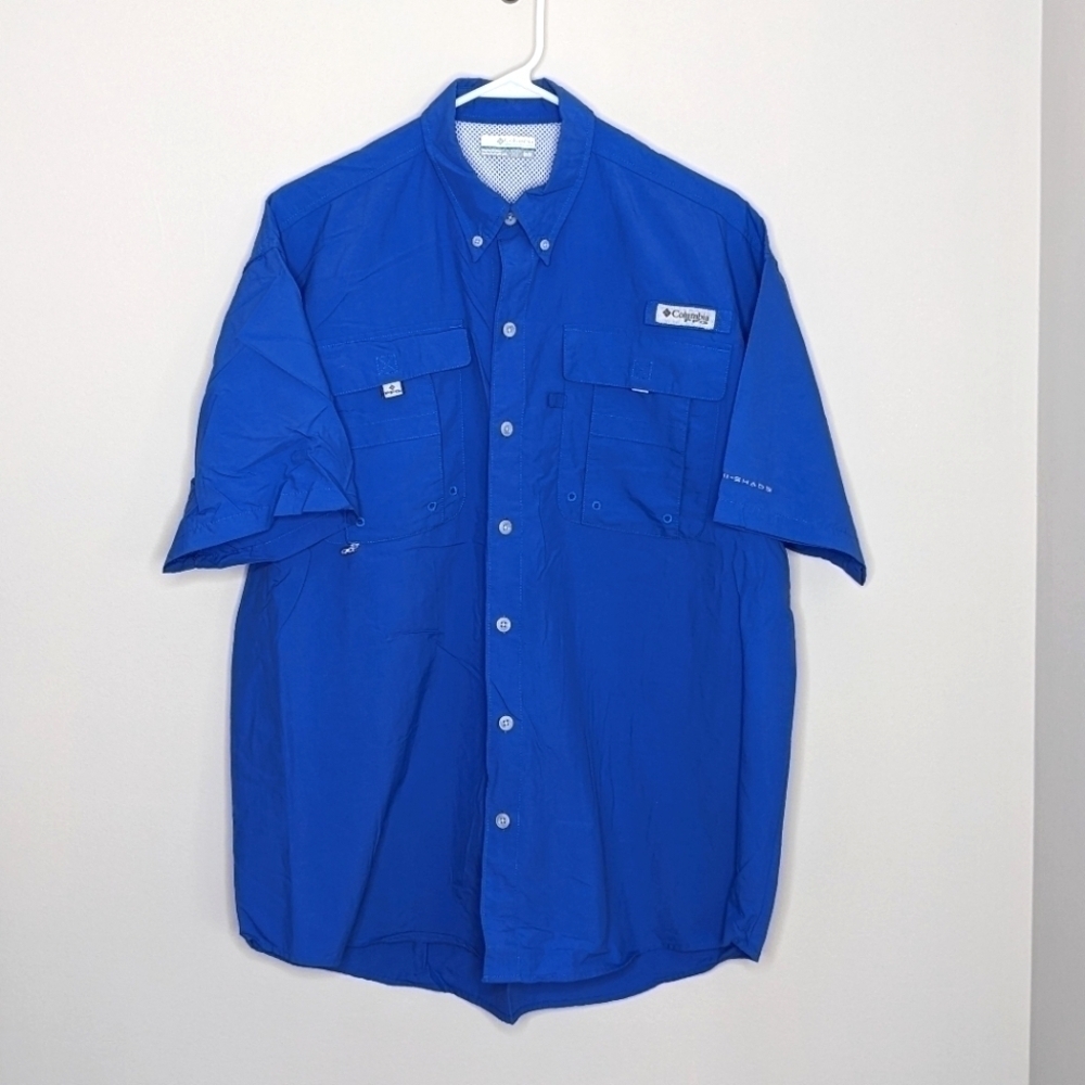 Columbia PFG Blue Button Down Shirt M